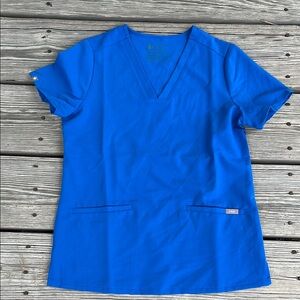 Figs Blue Fitted Short Sleeve Tee